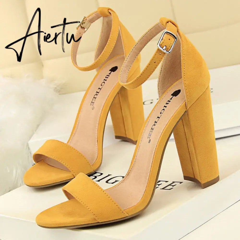 Aiertu Sexy High Heels New Women Pumps Comfort Women Shoes Block Heels Ladies Shoes Buckle Women Heels Female Shoes Women Sandals Aiertu