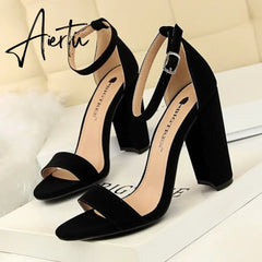 Aiertu Sexy High Heels New Women Pumps Comfort Women Shoes Block Heels Ladies Shoes Buckle Women Heels Female Shoes Women Sandals Aiertu