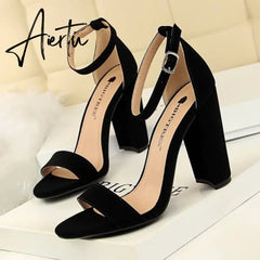 Aiertu Sexy High Heels New Women Pumps Comfort Women Shoes Block Heels Ladies Shoes Buckle Women Heels Female Shoes Women Sandals Aiertu