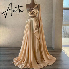 Aiertu Sexy Off Shoulder Sleeveless Evening Party Gown Pleated Satin Fluffy Princess Style Mopping Prom Dresses Formal Party Dresses Aiertu