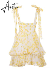 Aiertu Sexy Sling Dress For Women Square Collar Sleeveless High Waist Solid Mini Dresses Female Cltohing Style New Aiertu