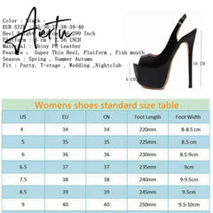 Aiertu Sexy Women Dress Pumps Wedding Fetish Shoe 16CM High Heels Peep toe Platform Patent Leather Nighclub Shoes Women Black Pumps Aiertu