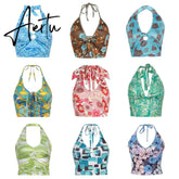 Aiertu Sexy Women Floral Print Vest Tops Summer Ladies Backless Sleeveless Halter Tank Multiple Styles Casual Camisole Aiertu
