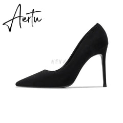 Aiertu Sexy Women Pumps Spring/Autumn High heels Pointed Toe black Wedding Shoes Sexy High Heel shoes for Women Pumps Aiertu