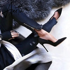 Aiertu Sexy Women Pumps Spring/Autumn High heels Pointed Toe black Wedding Shoes Sexy High Heel shoes for Women Pumps Aiertu