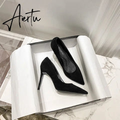 Aiertu Sexy Women Pumps Spring/Autumn High heels Pointed Toe black Wedding Shoes Sexy High Heel shoes for Women Pumps Aiertu