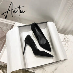 Aiertu Sexy Women Pumps Spring/Autumn High heels Pointed Toe black Wedding Shoes Sexy High Heel shoes for Women Pumps Aiertu