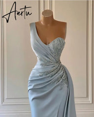 Aiertu Simple Elegant Mermaid Evening Dresses One-Shoulder Draped Appliques Prom Gowns Woman's Formal Celebrity Party Aiertu