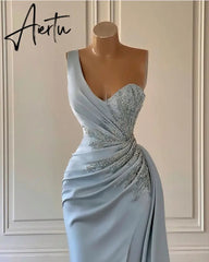 Aiertu Simple Elegant Mermaid Evening Dresses One-Shoulder Draped Appliques Prom Gowns Woman's Formal Celebrity Party Aiertu
