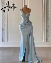 Aiertu Simple Elegant Mermaid Evening Dresses One-Shoulder Draped Appliques Prom Gowns Woman's Formal Celebrity Party Aiertu