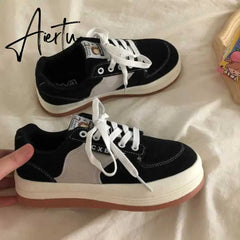 Aiertu Sneakers Women's Sports Shoes Kawaii Lolita Platform Boots Fashion Trend New Round Head Vulcanize Casual Flats Aiertu
