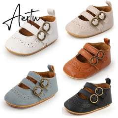 Aiertu Soft Leather Baby Princess Shoes Newborn Boys Girls Moccasins Shoes Rubber Sole Prewalker Non-slip Hollow Autumn First Walkers Aiertu