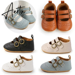 Aiertu Soft Leather Baby Princess Shoes Newborn Boys Girls Moccasins Shoes Rubber Sole Prewalker Non-slip Hollow Autumn First Walkers Aiertu