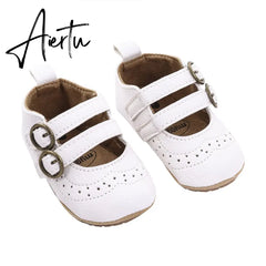 Aiertu Soft Leather Baby Princess Shoes Newborn Boys Girls Moccasins Shoes Rubber Sole Prewalker Non-slip Hollow Autumn First Walkers Aiertu
