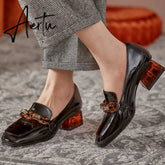 Aiertu Spring Concise Women High Heels Shoes Genuine Leather Round Toe Shoes for Women Genuine Leather Newest Party Basic Shoes Woman Aiertu