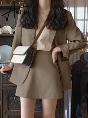 Aiertu Spring Korean Fashion Women's Pink Small Jacket Female Loose Suit New Small Blazer Skirt Two Peice Sets Women Blazer Dress Aiertu