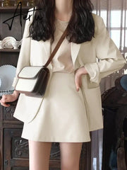 Aiertu Spring Korean Fashion Women's Pink Small Jacket Female Loose Suit New Small Blazer Skirt Two Peice Sets Women Blazer Dress Aiertu
