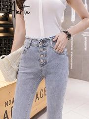 Aiertu spring new Flare Set auger Jeans Woman Denim Trousers Vintage Women Clothes Fall High Waist Pants Stretchy Jeans Aiertu