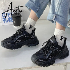 Aiertu Spring New Reflect Vulcanize Shoes Light Platform Daddy Shoes Woman Harajuku Joker Wind Sneakers for Female Casual Shoes Aiertu