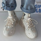 Aiertu Spring New Reflect Vulcanize Shoes Light Platform Daddy Shoes Woman Harajuku Joker Wind Sneakers for Female Casual Shoes Aiertu