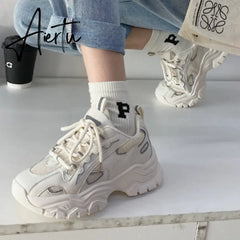 Aiertu Spring New Reflect Vulcanize Shoes Light Platform Daddy Shoes Woman Harajuku Joker Wind Sneakers for Female Casual Shoes Aiertu