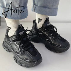 Aiertu Spring New Reflect Vulcanize Shoes Light Platform Daddy Shoes Woman Harajuku Joker Wind Sneakers for Female Casual Shoes Aiertu