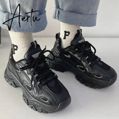 Aiertu Spring New Reflect Vulcanize Shoes Light Platform Daddy Shoes Woman Harajuku Joker Wind Sneakers for Female Casual Shoes Aiertu