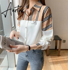 Aiertu Spring Summer Autumn Office Lady Blouses Femme Long Sleeve Leopard Print Blusas y camisas Shirts For Women Elegant Tops Aiertu