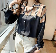 Aiertu Spring Summer Autumn Office Lady Blouses Femme Long Sleeve Leopard Print Blusas y camisas Shirts For Women Elegant Tops Aiertu