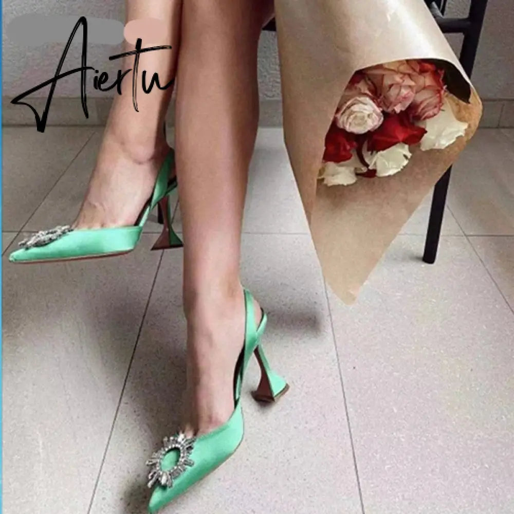 Aiertu Star style Women Sandals Elegant Pointed toe Slingback Summer Office Lady Shoes Fashion High heels Gladiator sandals Woman Aiertu