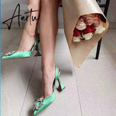 Aiertu Star style Women Sandals Elegant Pointed toe Slingback Summer Office Lady Shoes Fashion High heels Gladiator sandals Woman Aiertu