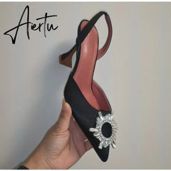 Aiertu Star style Women Sandals Elegant Pointed toe Slingback Summer Office Lady Shoes Fashion High heels Gladiator sandals Woman Aiertu
