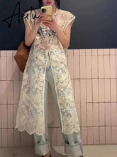 Aiertu Streetwear Summer Sleeveless Sexy Women Dresses Y2k Aesthetic Embroidery Flower Dress Fairy Harajuku Lace Split Grunge Vestidos Aiertu