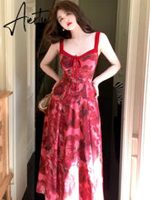 Aiertu Summer Elegant Women Sweet Party Midi Holiday Dresses Casual Female Lace Up Robe Aiertu