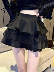 Aiertu Summer Pink Sexy Elegant Skirt Women Lace Designer Fashion Party Mini Skirt Female Ruffle Bandage Korean Vintage Skirt New Aiertu