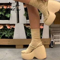 Aiertu Summer Platform Brand Design Woman Sandals Shoes Wedges High Heeled Comfy Leisure Woman Shoes Sandals Aiertu