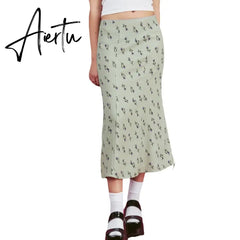 Aiertu Summer Print Skirt Women A-Line Trendy Y2K Skirts Harajuku Knee-Length Casual High Waist Party Streetwear Bodycon E-girl Skirt Aiertu