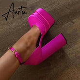 Aiertu Summer Sexy Women's Party Nightclub Shoes Banquet Platform Sandals Women Shoes Super High Heels Wedding Shoes Plus Size 35-43 Aiertu