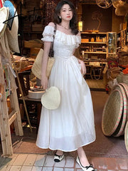 Aiertu Summer Women Fashion Vintage Casual Midi Lace Dress Elegant Lady Vestdios Female A Line Party Clothes Aiertu