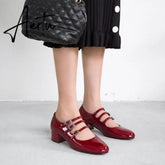Aiertu Summer Women Shoes Spring Office Buckle Round Toe Chunky Block Mid Heels Party Office Womens Low Heel Dress Ladies Shoes Aiertu