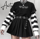 Aiertu Like Your Mind Letter Printed New Arrival Black Female Tee T-Shirt Casual Funny Dark Harajuku Tee Aiertu