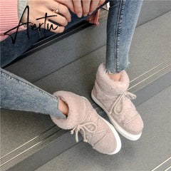 Aiertu Sweet Women Wool Cow Suede Ankle Boots Female Big Size Snow Boots Dancing Casual Shoes Woman Newest Flats Platform Boots Aiertu