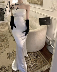 Aiertu Temperament Dresses Women French Style Chic Sleeveless Slim Belt Sexy Mermaid Dress Vintage Backless Party Ladies Aiertu