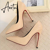 Aiertu Thin heels pointed toe spring and autumn Pumps new nude color pointed women's shoes are sexy and high heels Aiertu