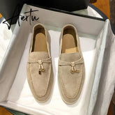 Aiertu Top Quality LP Spring Autumn New Round Head Flat Foot Pendant Ladies Fashion Comfortable Lok Fu Single Casual Women Shoes Aiertu