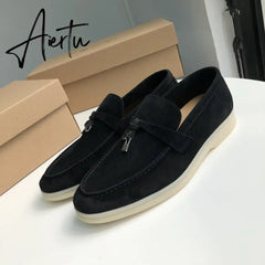 Aiertu Top Quality LP Spring Autumn New Round Head Flat Foot Pendant Ladies Fashion Comfortable Lok Fu Single Casual Women Shoes Aiertu
