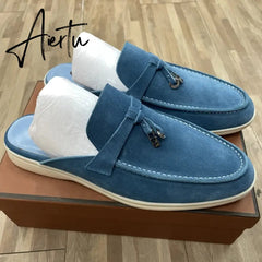 Aiertu Top Quality LP Summer New Round Head Flat Slippers Pendant Ladies Fashion Comfortable Lok Fu Wool Casual Women Sandals Aiertu