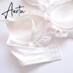 Aiertu Two-color Water-soluble Lingerie Embroidery Film Cup Bralette No Steel Ring Fresh and Girly Cute Gather Underwear Bra Set Aiertu