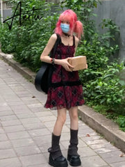 Aiertu Vestidos De Mujer Japanese Dresses for Women Streetwear Punk Floral Harajuku Dress Bandage Lace Sweet Summer Robe Femme Aiertu