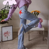 Aiertu Vintage High Waist Jeans Woman Casual Elegant Long Trousers Ladies High Street Autumn Fashion Denim Pants Capris Aiertu